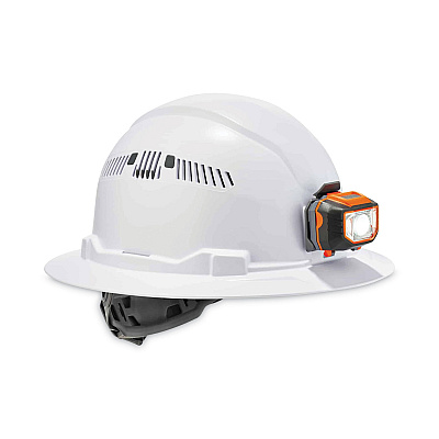 ergodyne Skullerz 8973LED Class C Hard Hat Full Brim with LED Light, White (EGO60156)