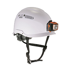 ergodyne Skullerz 8975LED Class C Safety Helmet with 8981 Universal LED Headlamp, 6-Point Ratchet Suspension, White (EGO60205)