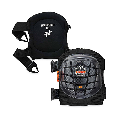 ergodyne ProFlex 357 Lightweight Gel Knee Pads, Short Cap, Buckle Closure, One Size Fits Most, Black, Pair (EGO18457)