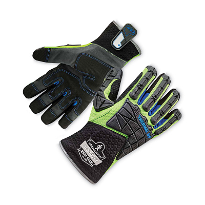 ergodyne ProFlex 925WP Performance Dorsal Impact-Reduce Thermal Waterproof Glove, Black/Lime, Medium, Pair (EGO18103)