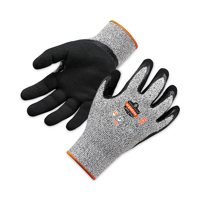 ergodyne ProFlex 7031 ANSI A3 Nitrile-Coated CR Gloves, Gray, Large, Pair (EGO17984)