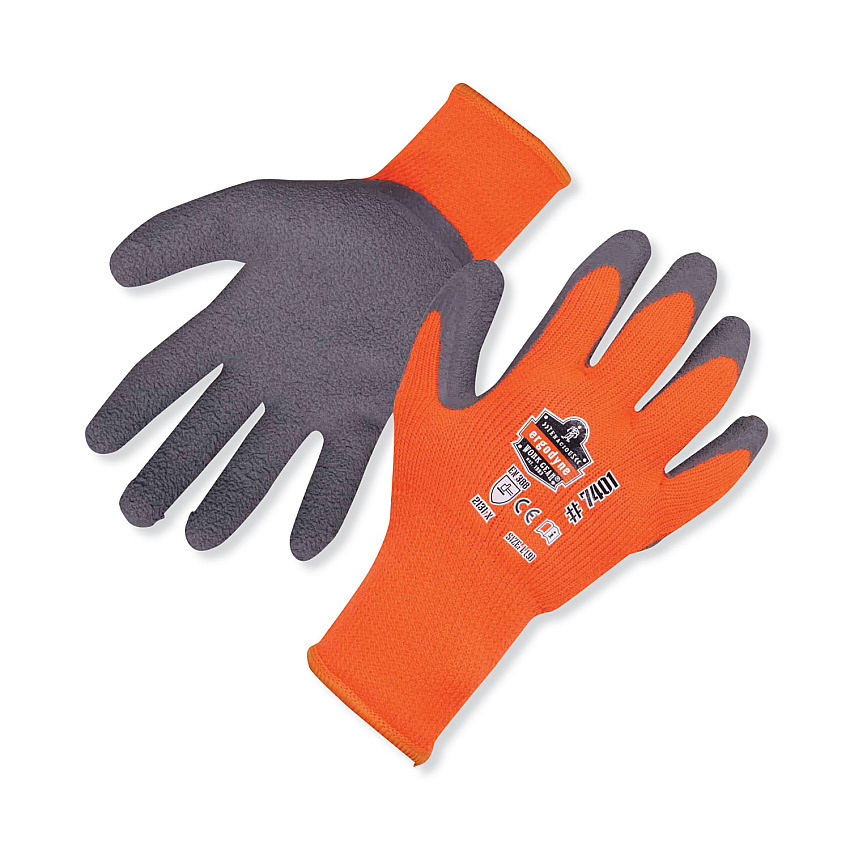 ergodyne ProFlex 7401 Coated Lightweight Winter Gloves, Orange, Large, Pair (EGO17624)