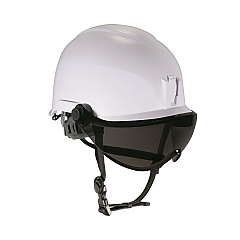 ergodyne Skullerz 8974V Class E Safety Helmet with 8991 Visor Kit, Smoke Lens, 6-Point Ratchet Suspension, White (EGO60216)