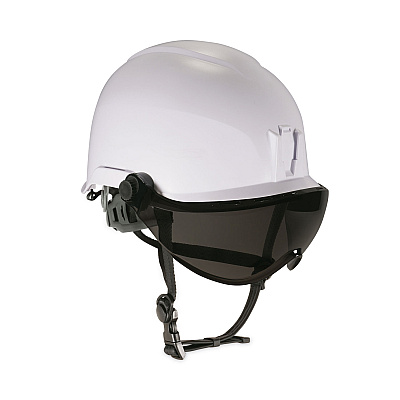 ergodyne Skullerz 8974V Class E Safety Helmet with 8991 Visor Kit, Smoke Lens, 6-Point Ratchet Suspension, White (EGO60216)