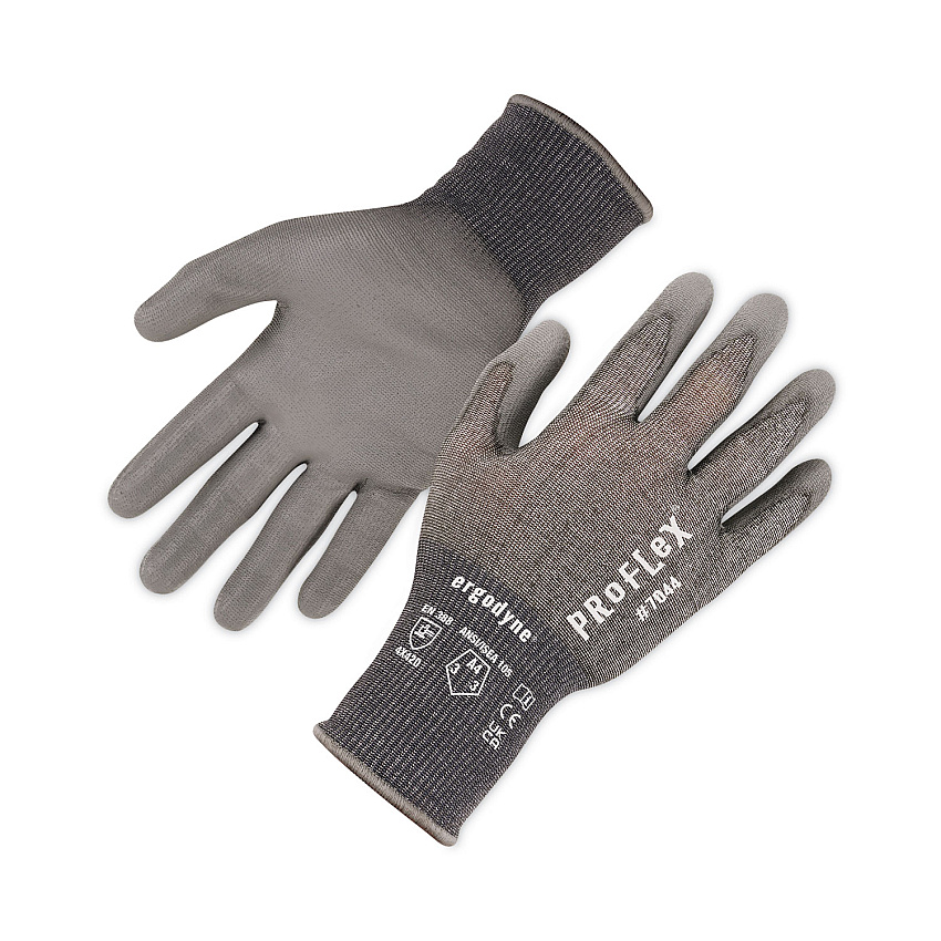 ergodyne ProFlex 7044 ANSI A4 PU Coated CR Gloves, Gray, X-Large, Pair (EGO10495)