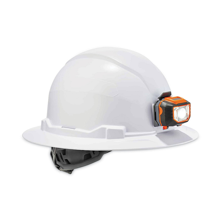 ergodyne Skullerz 8971LED Class E Hard Hat Full Brim with LED Light, White (EGO60152)