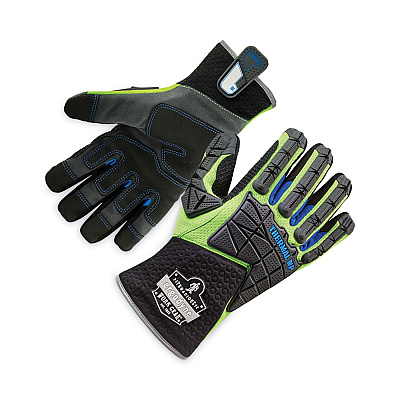 ergodyne ProFlex 925WP Performance Dorsal Impact-Reducing Thermal Waterprf Gloves, Black/Lime, Small, Pair (EGO18102)