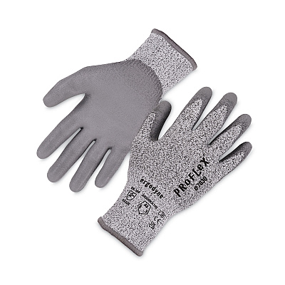 ergodyne ProFlex 7030 ANSI A3 PU Coated CR Gloves, Gray, Medium, Pair (EGO10463)
