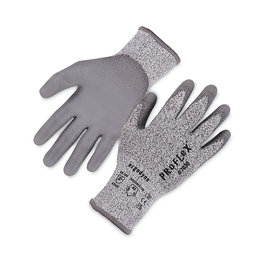 ergodyne ProFlex 7030 ANSI A3 PU Coated CR Gloves, Gray, Medium, Pair (EGO10463)