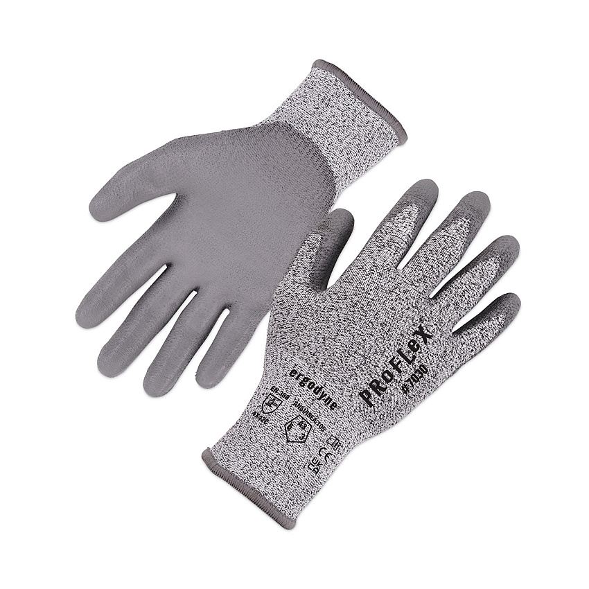 ergodyne ProFlex 7030 ANSI A3 PU Coated CR Gloves, Gray, Large, Pair (EGO10464)