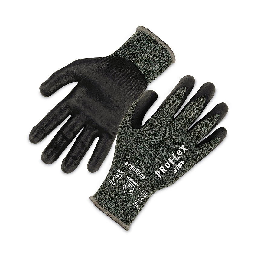 ergodyne ProFlex 7070 ANSI A7 Nitrile Coated CR Gloves, Green, Large, 12 Pairs/Pack (EGO18034)