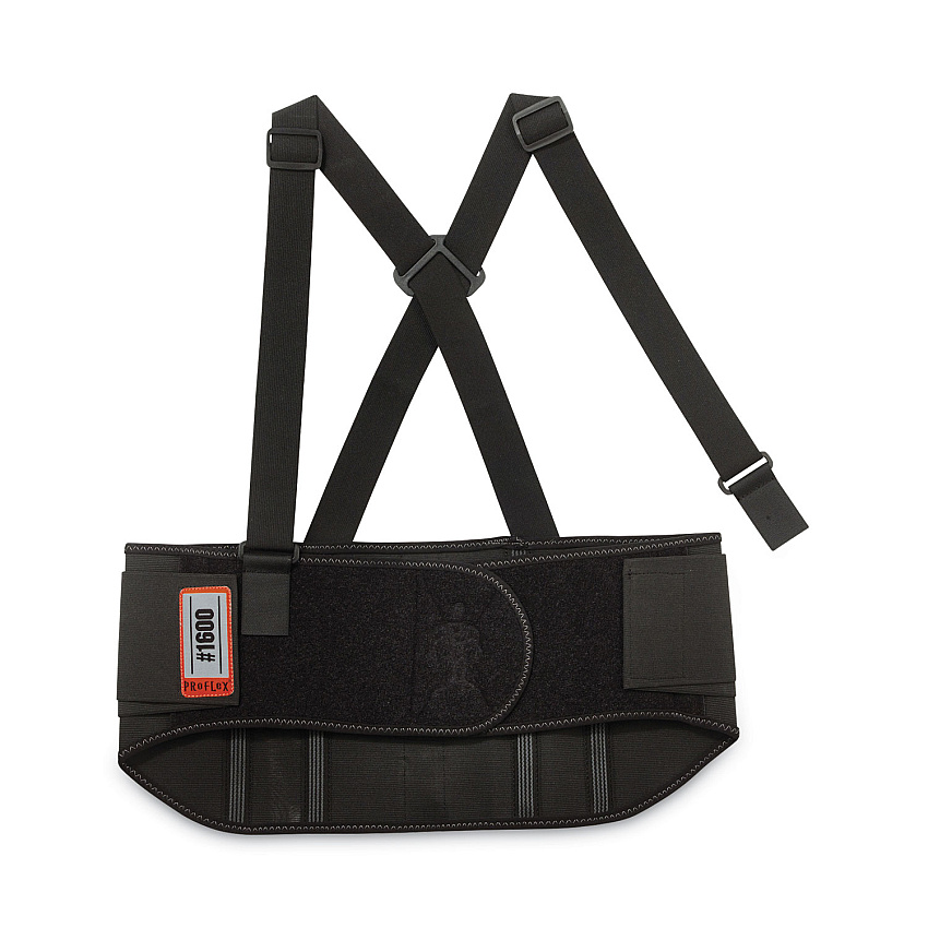 ergodyne ProFlex 1600 Standard Elastic Back Support Brace, 4X-Large, 52" to 58" Waist, Black (EGO11108)
