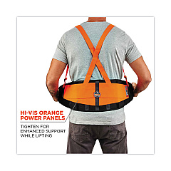 ergodyne ProFlex 100HV Economy Hi-Vis Spandex Back Support Brace, Medium, 30" to 34" Waist, Black/Orange (EGO11883)