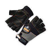 ergodyne ProFlex 901 Half-Finger Leather Impact Gloves, Black, X-Large, Pair (EGO17785)
