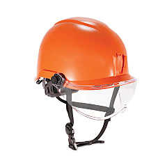 ergodyne Skullerz 8974V Class E Safety Helmet with 8991 Visor Kit, Clear Lens, 6-Point Ratchet Suspension, Orange (EGO60217)