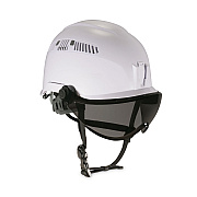 ergodyne Skullerz 8975V Class C Safety Helmet with 8991 Visor Kit, Smoke Lens, 6-Point Ratchet Suspension, White (EGO60220)