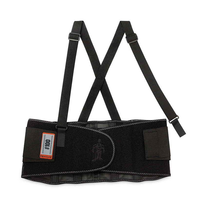 ergodyne ProFlex 100 Economy Spandex Back Support Brace, 4X-Large, 52" to 58" Waist, Black (EGO11388)