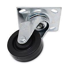 Rubbermaid Commercial Replacement Plate Casters, Rigid Mount Plate, 3.5" Rubber Wheel, Black (FG1005L40000)