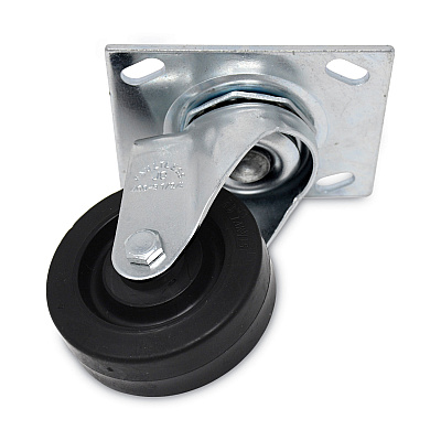 Rubbermaid Commercial Replacement Plate Casters, Rigid Mount Plate, 3.5" Rubber Wheel, Black (FG1005L40000)