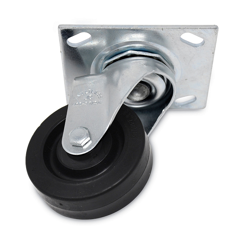 Rubbermaid Commercial Replacement Plate Casters, Rigid Mount Plate, 3.5" Rubber Wheel, Black (FG1005L40000)
