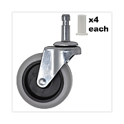 Rubbermaid Commercial Replacement Bayonet-Stem Swivel Casters, Grip Ring Stem (0.5" x 1.25"), 3" Hard Rubber Wheel, Gray (SGSFG3421L60000)