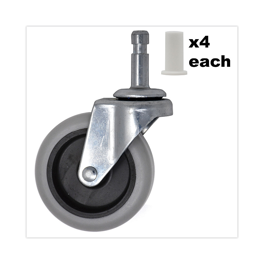 Rubbermaid Commercial Replacement Bayonet-Stem Swivel Casters, Grip Ring Stem (0.5" x 1.25"), 3" Hard Rubber Wheel, Gray (SGSFG3421L60000)