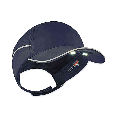 ergodyne Skullerz 8965 Lightweight Bump Cap Hat with LED Lighting, Short Brim, Navy (EGO23338)