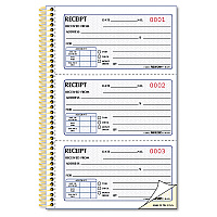 Rediform Gold Standard Money Receipt Book, Two-Part Carbonless, 5 x 2.75, 3 Forms/Sheet, 225 Forms Total (RED8L829)