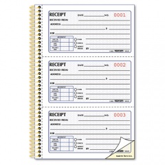 Rediform Gold Standard Money Receipt Book, Two-Part Carbonless, 5 x 2.75, 3 Forms/Sheet, 225 Forms Total (8L829)