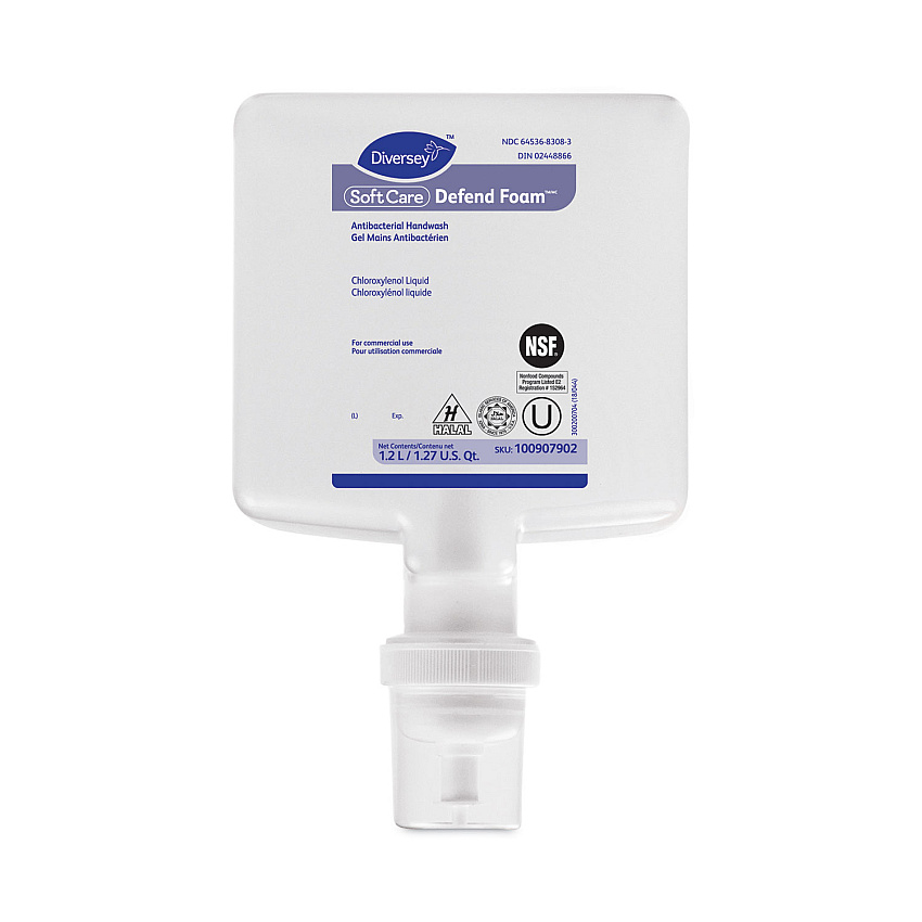 Diversey Soft Care Defend Foam Handwash Refill, Fragrance-Free, 1.2 L, 6/Carton (DVO100907902)