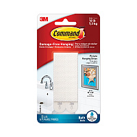 Command Bath Picture Hanging Strips, Large, Removable, Holds Up to 4 lbs per Pair, 0.75 x 3.65, White, 4 Pairs/Pack (MMM17206BES)