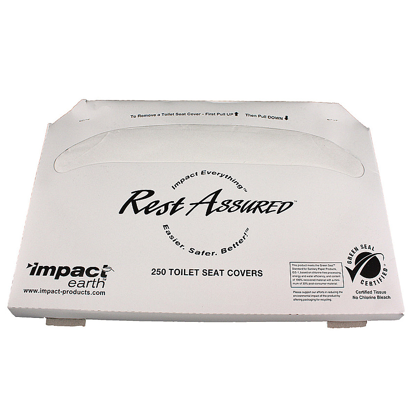 Rest Assured Green Seal Toilet Seat Covers, 1/2 Fold, Rest Assured100% Recycled, Biodegradable, Eco-friendly Disposable Protection, 5000 Per Case, Case Of 5000 (25187973)