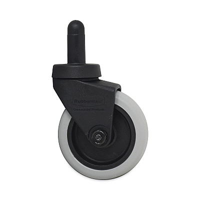 Rubbermaid Commercial Replacement Bayonet-Stem Swivel Casters, Grip Ring Stem, 3" Soft Rubber Wheel, Black (SGSFG7570L20000)