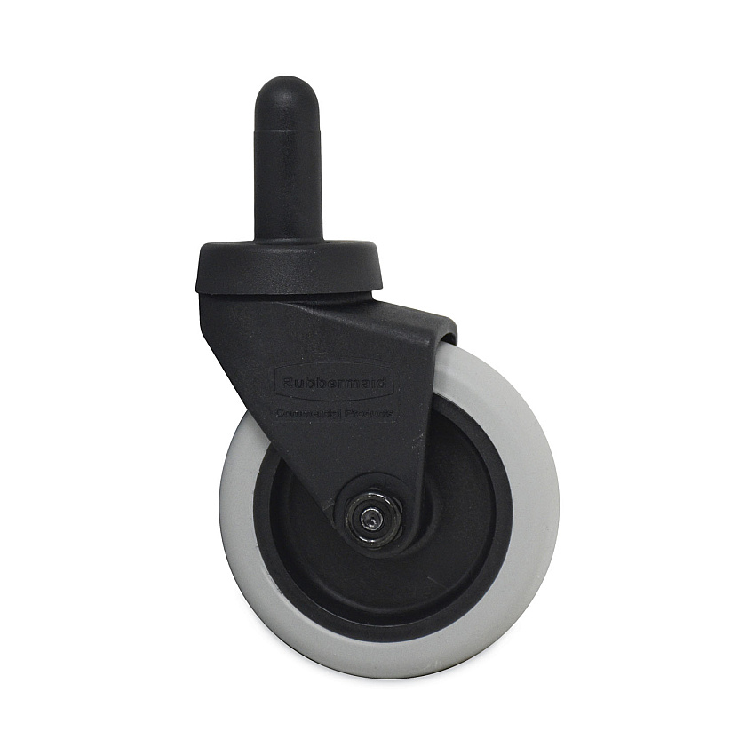 Rubbermaid Commercial Replacement Bayonet-Stem Swivel Casters, Grip Ring Stem, 3" Soft Rubber Wheel, Black (SGSFG7570L20000)
