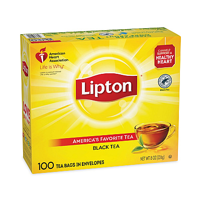 Lipton Tea Bags, Black, 100/Box (LIP291)