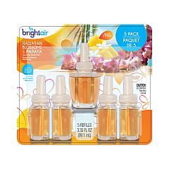 BRIGHT Air Electric Scented Oil Air Freshener Refill, Hawaiian Blossoms and Papaya, 0.67 oz Bottle, 5/Pack, 6 Pack/Carton (BRI900668CT)