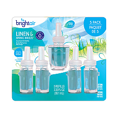 BRIGHT Air Electric Scented Oil Air Freshener Refill, Linen and Spring Breeze, 0.67 oz Bottle, 5/Pack (BRI900669)