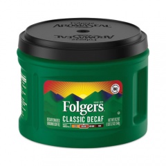 Folgers Ground Coffee, Classic Roast Decaffeinated, Ground, 19.2 oz, Can, 6/Carton (00374CT)