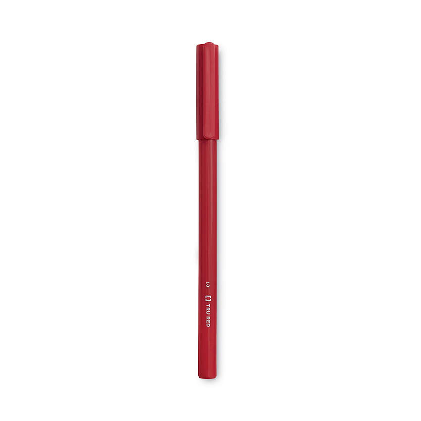 TRU RED Ballpoint Pen, Stick, Medium 1 mm, Red Ink, Red Barrel, Dozen (TUD24326832)