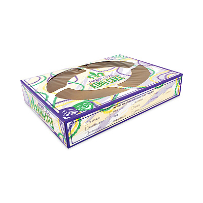 SCT Mardi Gras King Cake Window Boxes, 19 x 14 x 3.5, Green/Purple/White, Paper, 50/Carton (SCH2488)