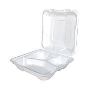 SCT ChampWare Molded-Fiber Clamshell Containers, 8 x 8, White, Sugarcane, 200/Carton (SCH18944)