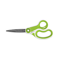 Westcott CarboTitanium Bonded Scissors, 8" Long, 3.25" Cut Length, Straight White/Green Handle (ACM17444)