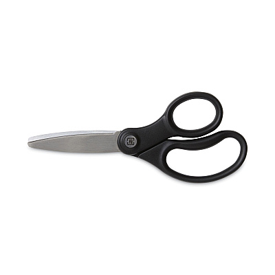 TRU RED Ambidextrous Stainless Steel Scissors, 5" Long, 2.64" Cut Length, Straight Ergonomic Black Handle (TUD24380508)