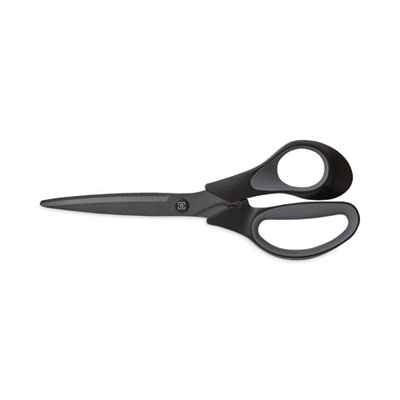TRU RED Non-Stick Titanium-Coated Scissors, 8" Long, 3.86" Cut Length, Straight Black/Gray Handle, Charcoal Black Blades (TUD24380515)