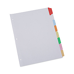 Universal Deluxe Write-On/Erasable Tab Index, 8-Tab, 11 x 8.5, White, Assorted Tabs, 1 Set (UNV20819)