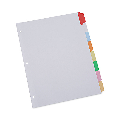 Universal Deluxe Write-On/Erasable Tab Index, 8-Tab, 11 x 8.5, White, Assorted Tabs, 1 Set (UNV20819)