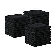 Bck2u Terry Mircofiber Salon Towel 16x27 Black, Pack Of 24 (PNP915109BK)