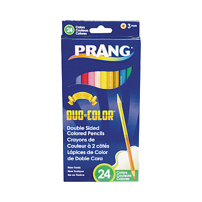Prang Duo-Color Colored Pencil Sets, 3 mm, 2B, Assorted Lead and Barrel Colors, Dozen (DIX22112)