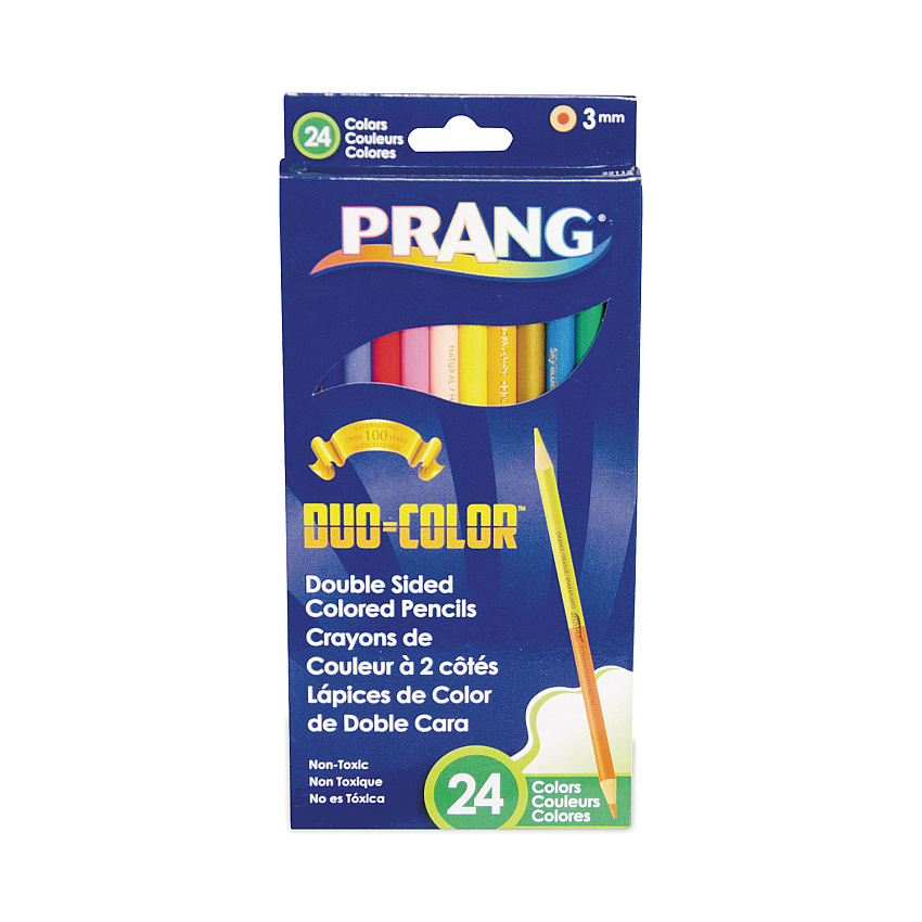 Prang Duo-Color Colored Pencil Sets, 3 mm, 2B, Assorted Lead and Barrel Colors, Dozen (DIX22112)
