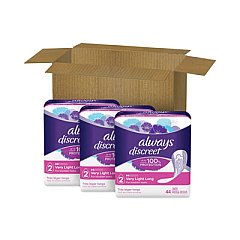 Always Discreet Incontinence Liners, Very Light Absorbency, Long, 44/pack, 3 Packs/carton (PGC92724)